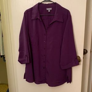 Purple Essentials Button-Up Blouse 3X